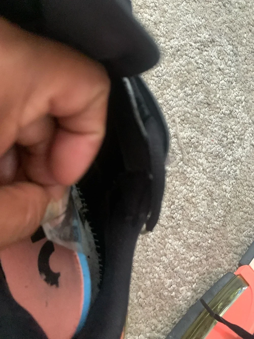 Nike Black Sneakers with Coral Heel and Yellow Eyelets